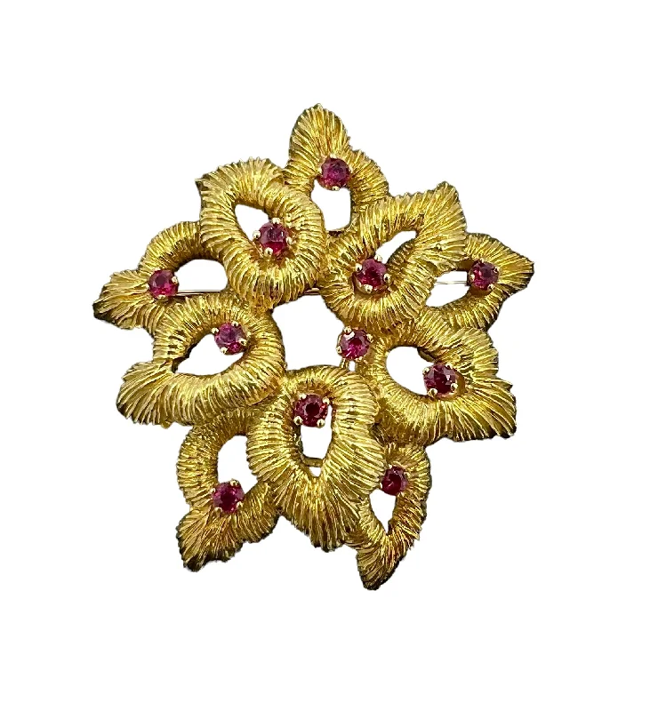 Tiffany Ruby Yellow Gold Brooch