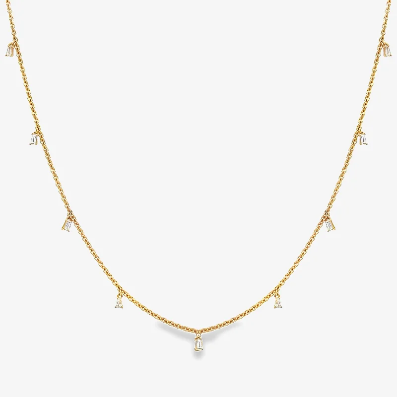 9 Drops By The Yard 0.40CT Baguette Diamond Necklace