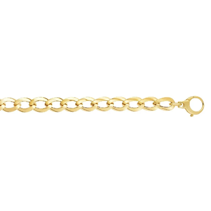 14kt 18" Yellow Gold Shiny Long Curb Type Fancy Necklace with Lobster Clasp N3899-18