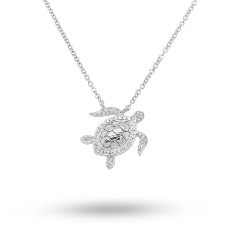 14k White Gold Turtle Necklace