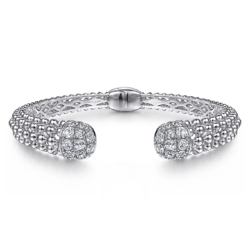 Gabriel & Co. - BG4593-65SVJWS - 925 Sterling Silver White Sapphire Bujukan Bangle