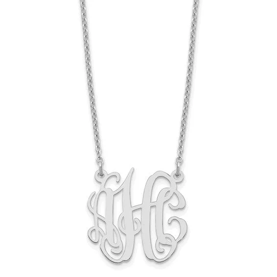 Circular Shaped Monogram Plate Pendant Necklace - Sterling Silver