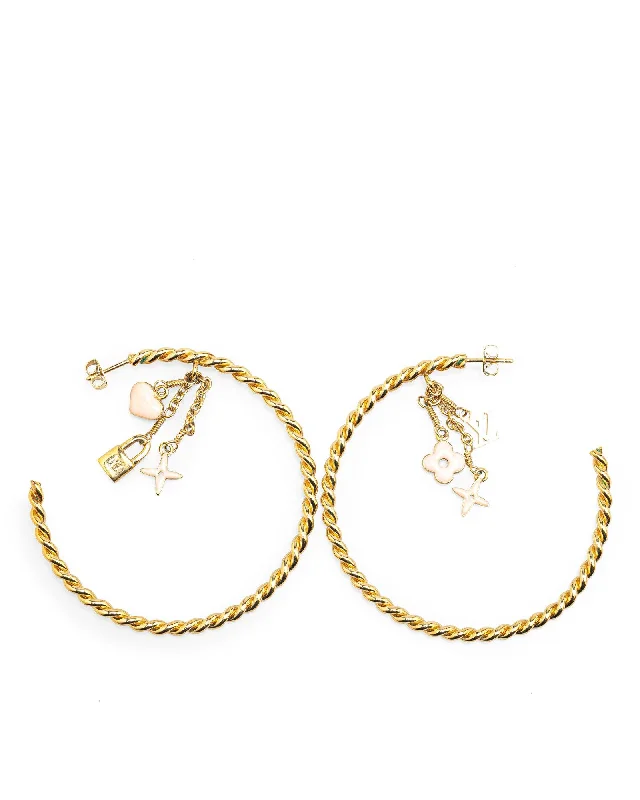 Gold Plated Monogram Creole Hoop Earrings