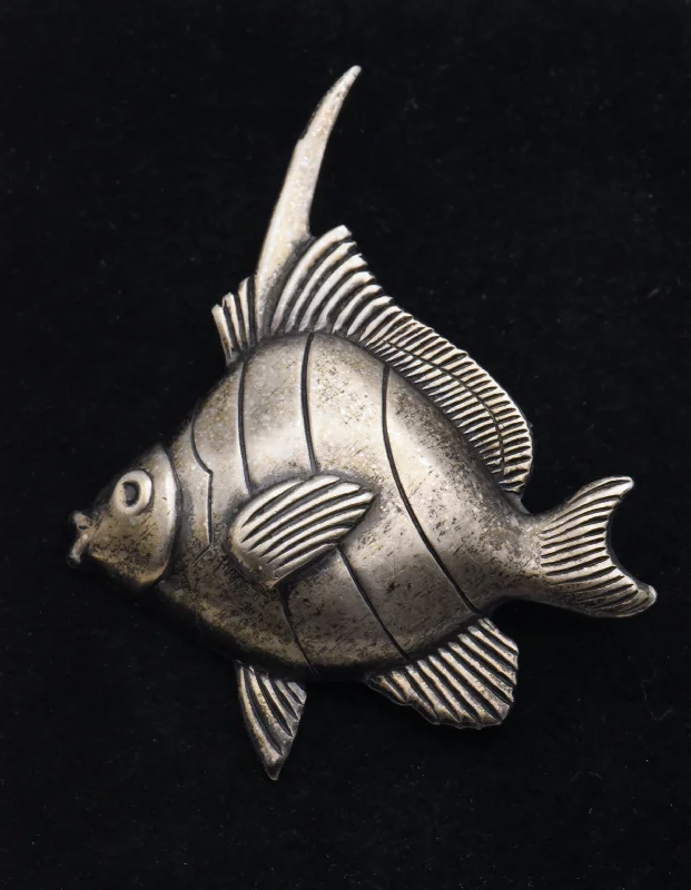 Vintage Sterling Silver Fish Brooch