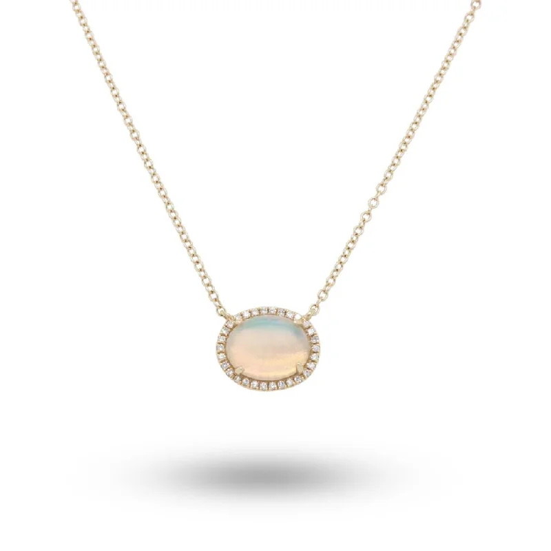 D & A Bassali 14k Yellow Gold  Opal And Diamond Necklace