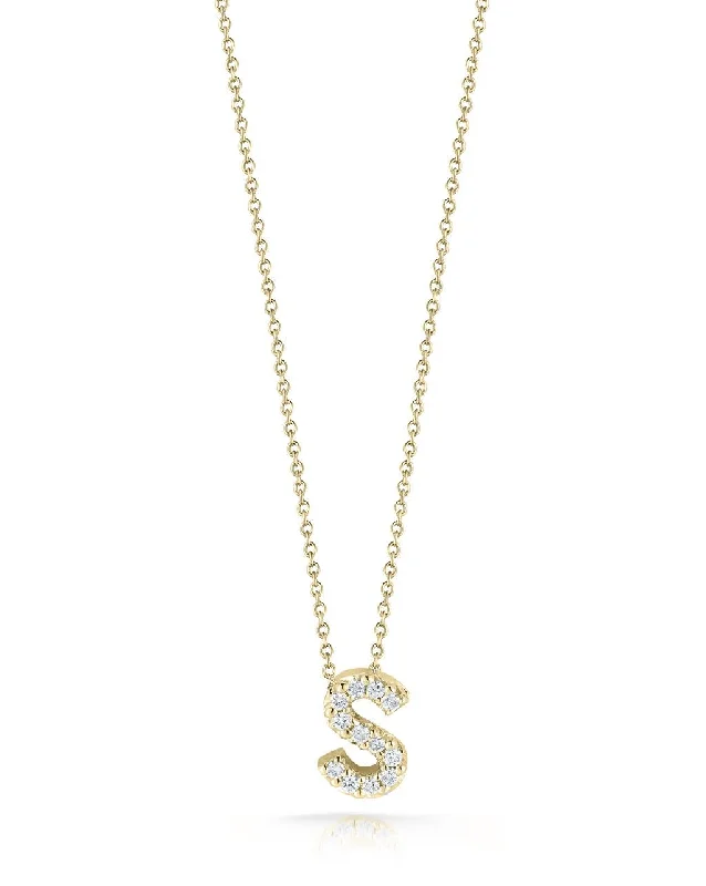 Roberto Coin 18k Yellow Gold & Diamond Necklace "S" Letter