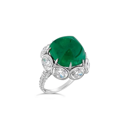 Sugarloaf Emerald & Diamond Ring