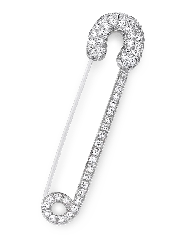 Diamond Safety Pin Brooch, 2.08 Carats