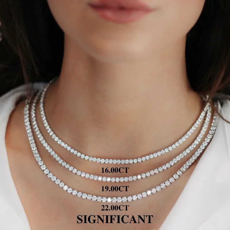 Straight Line "Classic" Significant Diamond Tennis Necklaces