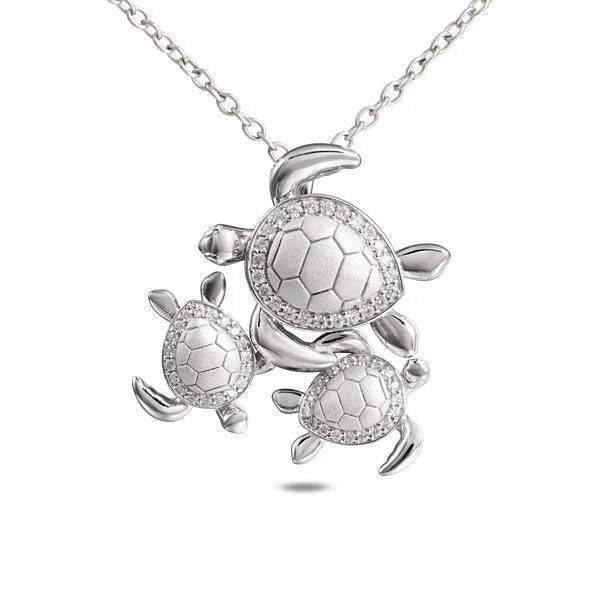 Sterling Silver Ohana Honu Turtle Pendant Necklace