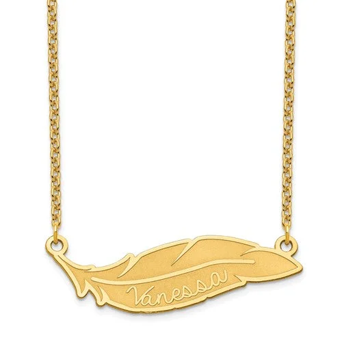 Feather Engraved Name Necklace