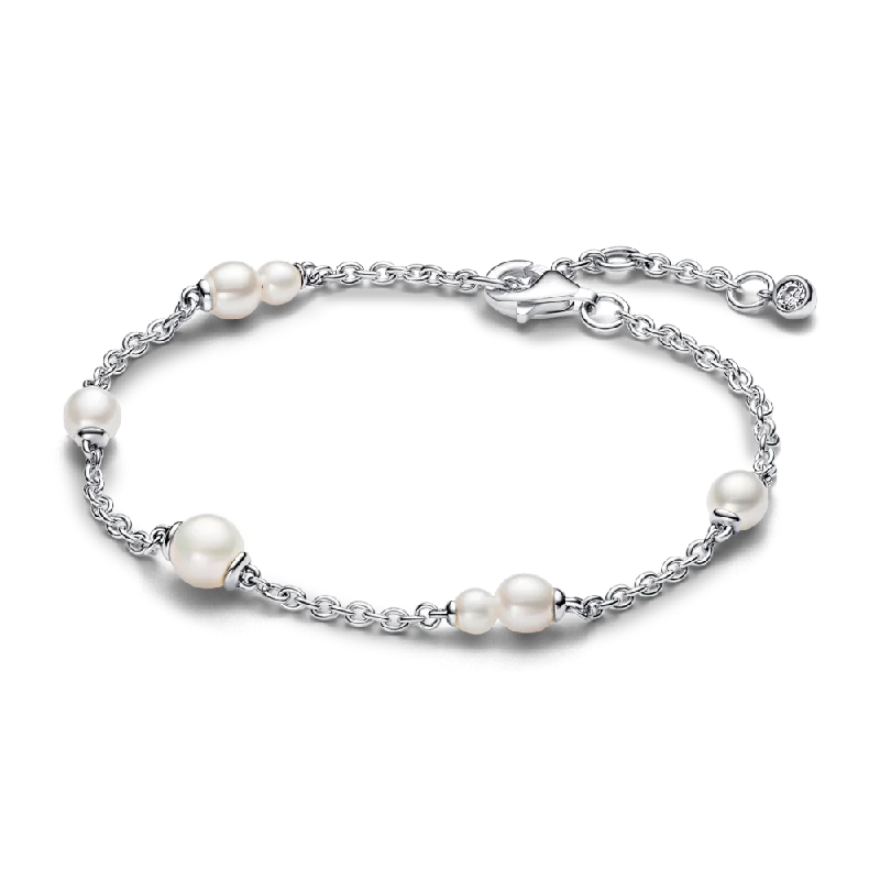 Treated Freshwater Cultured Pearl Station Chain Bracelet