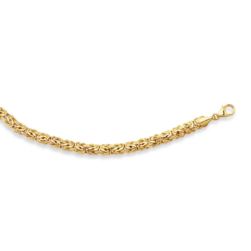 14kt 18" Yellow Gold Shiny Byzantine Fancy Necklace with Pear Shape Clasp SLB200-18