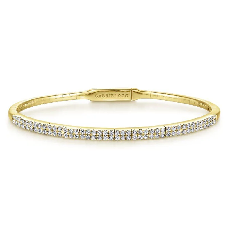 Gabriel & Co. - BG4009-65Y45JJ - 14K Yellow Gold Two Row Diamond Bangle