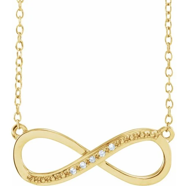 14k Gold .06 CTW Diamond 16-18" Infinity Necklace