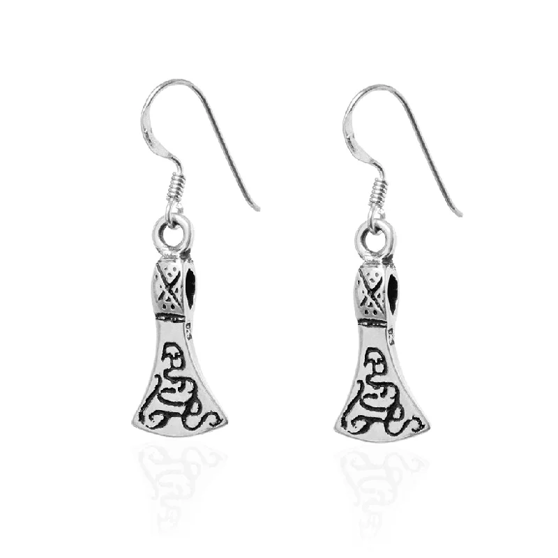 Axe Earrings, Silver