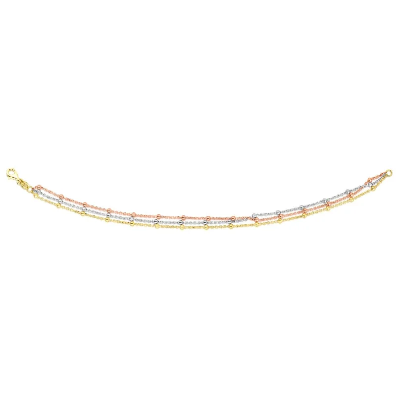 14kt Gold 18" Rose+Yellow+White Finish Necklace with Lobster Clasp RC1955-18