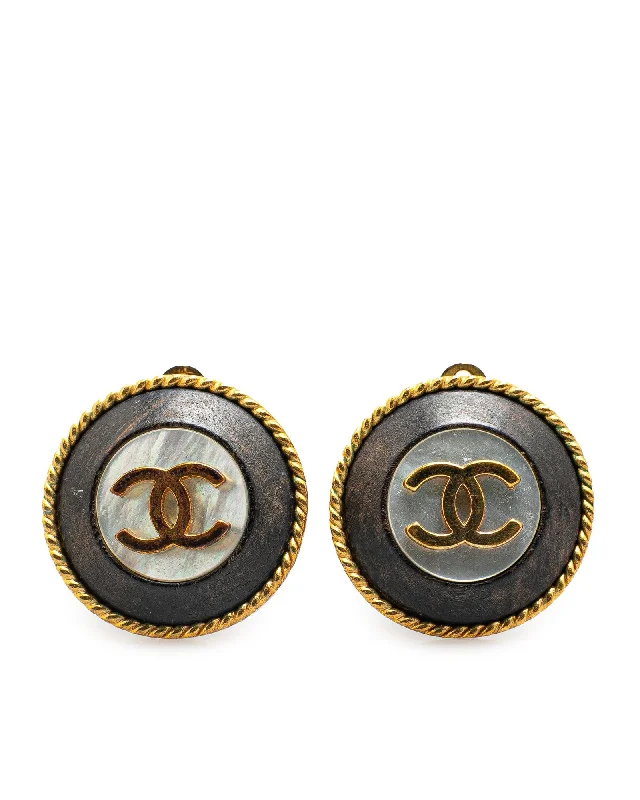 Gold Plated Acrylic Button Clip On Earrings