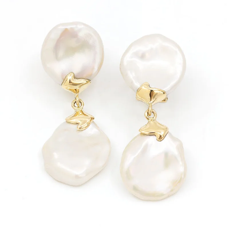 Freshwater Baroque Coin Pearl Earring