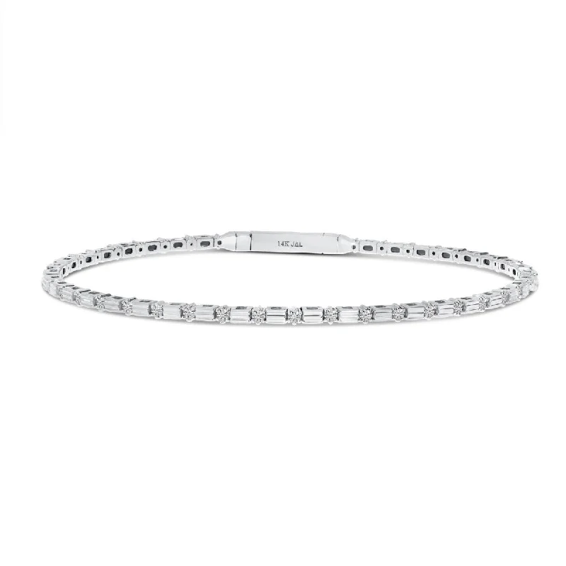 14K White Gold Diamond Bar Flexible Bracelet BVB1080W