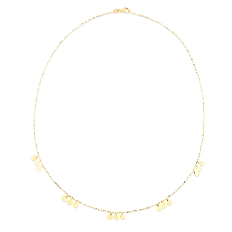 14K Gold Dangle Disc Necklace