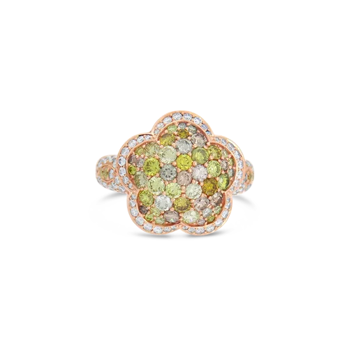 Fancy Colored Diamonds in a Flower Design Ring