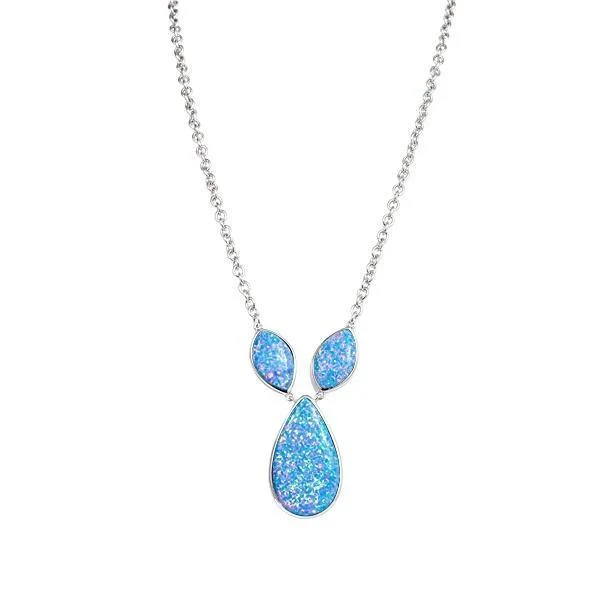 Sterling Silver Opal Triple Drop Necklace by Alamea