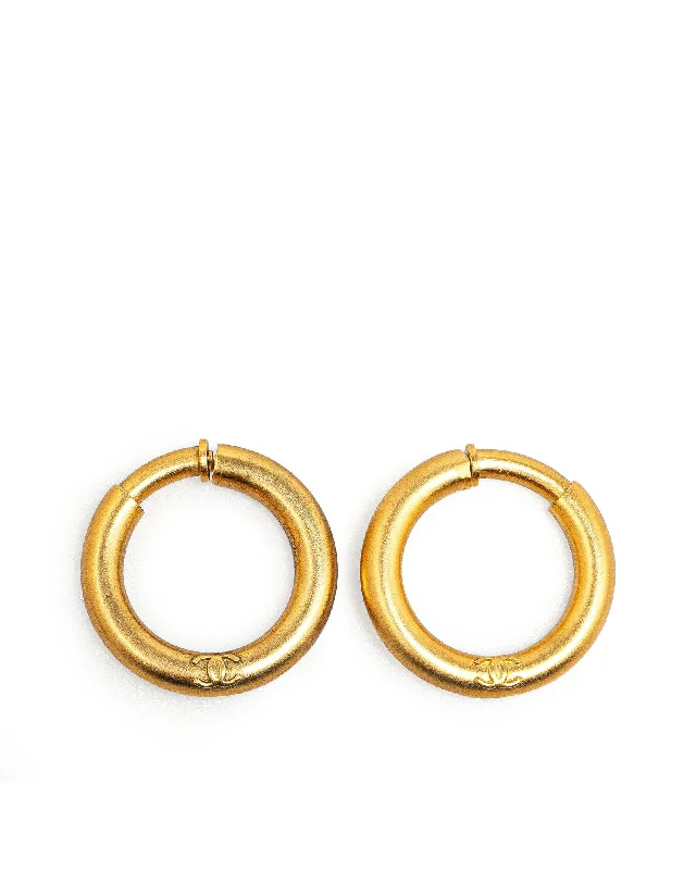 Gold Plated Hoop Earrings with Hinge Pin Fastening