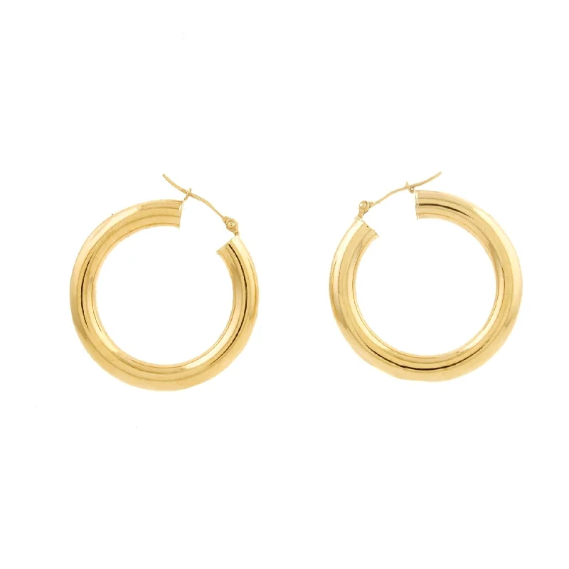 14k Gold Tube Hoop Earrings