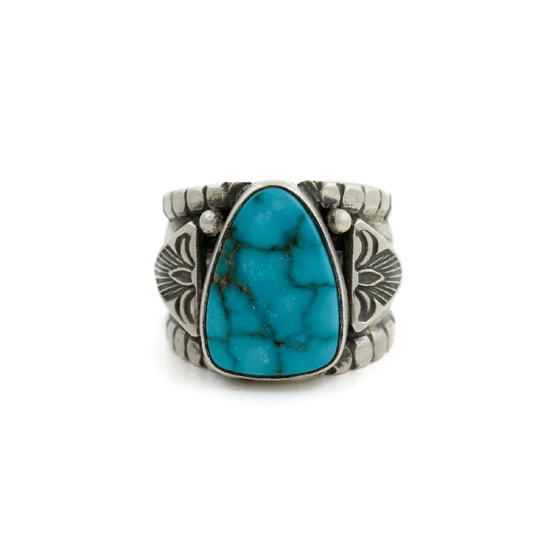 Contemporary Navajo Silver Ring x Egyptian Turquoise