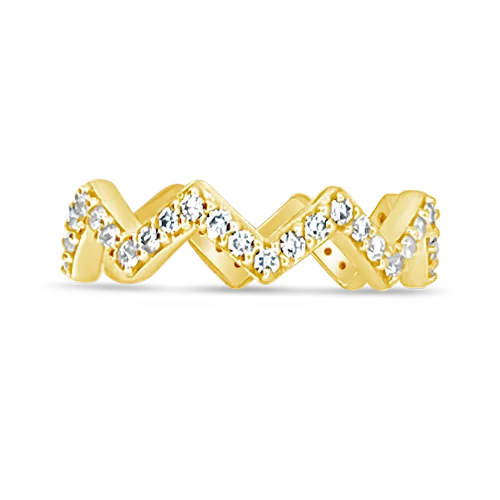 Gold & Diamond Chevron Style Ring