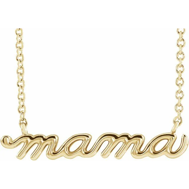 Petite Mama Script Necklace