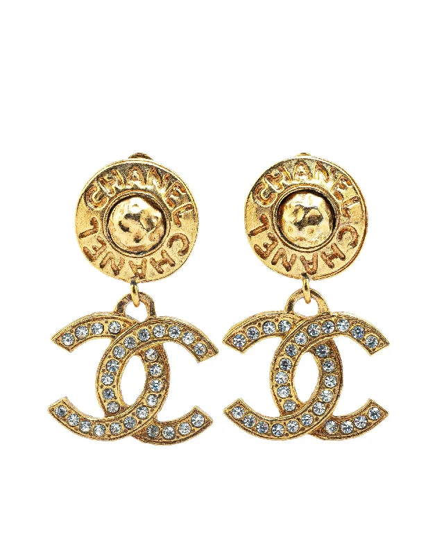 Gold Plated Rhinestone Clip On Earrings