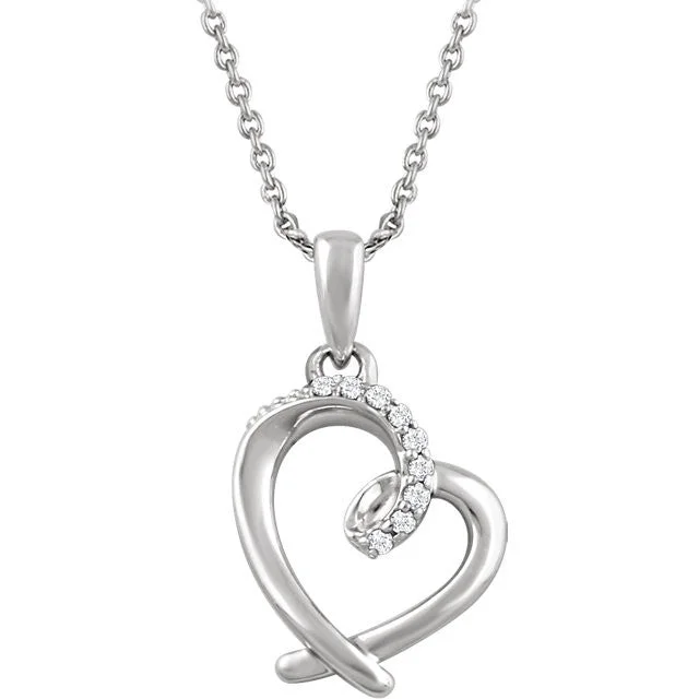 Sterling Silver .05 CTW Diamond Heart 18" Necklace