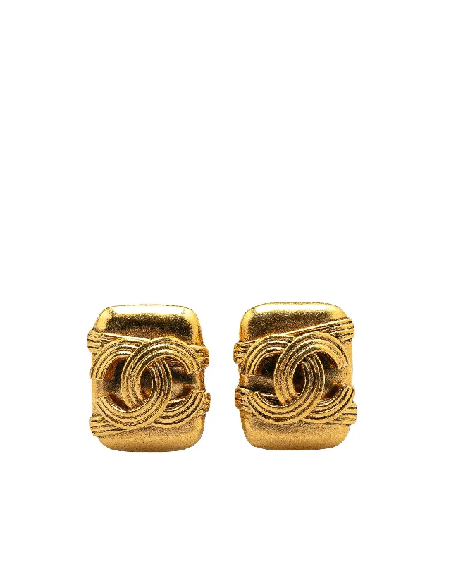 Gold Plated Square Clip On Earrings