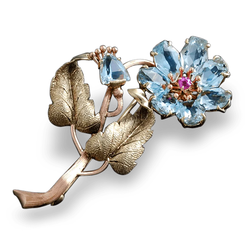 Floral Aquamarine Brooch