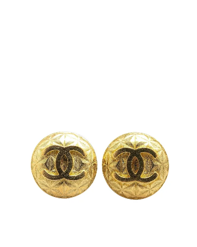 Gold Plated Round Clip-On Earrings