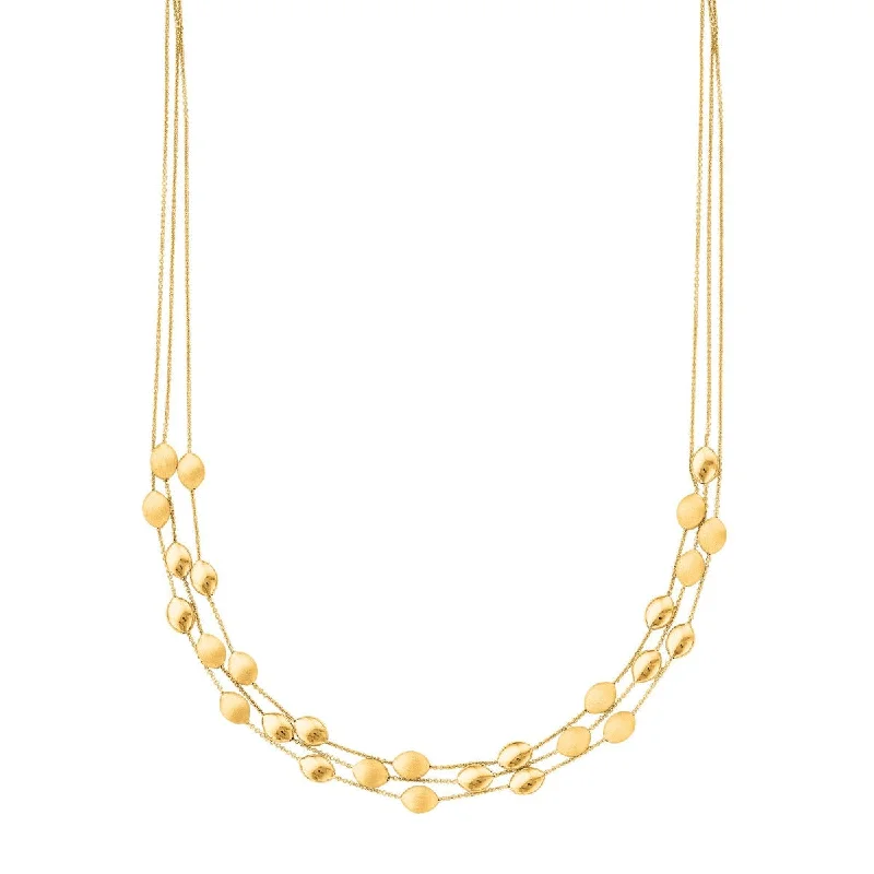 14kt 17" Yellow Gold Shiny 3 Strand Cable Chain Link Pebble Fancy Necklace with Lobster Clasp PEB103-17