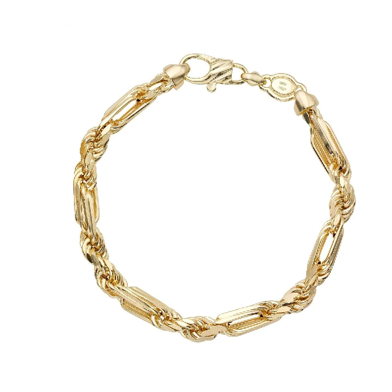 14K Yellow Gold 8.75" 6.5mm Figarope Bracelet with Lobster Clasp FGRP130-0850