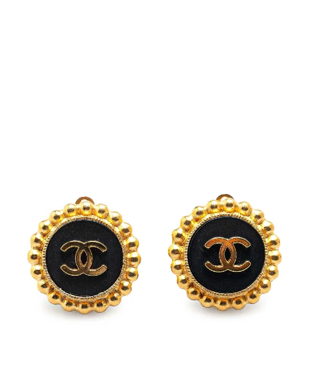 Gold Plated Acrylic Button Clip On Earrings