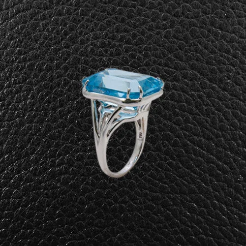 Emerald cut Blue Topaz Ring