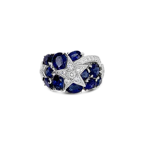 Sapphire & Diamond Star Ring