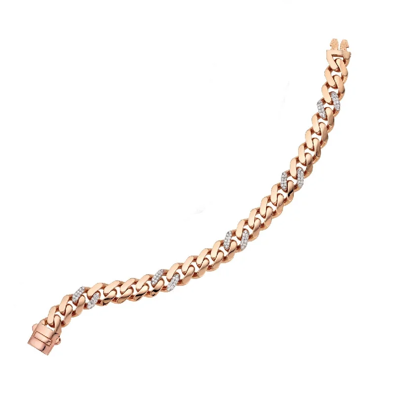 14K Rose Gold 7" .85CT Ferrara Diamond Chain Bracelet with Box Clasp PRC10030-07