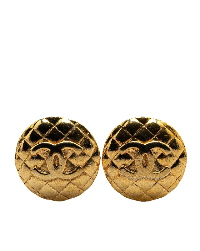 Gold Plated Quilted Clip-On Earrings