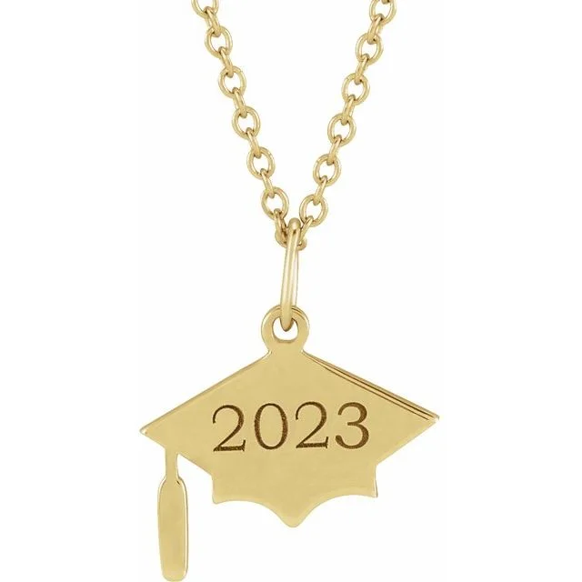 Engravable Graduation Cap 16-18" Necklace