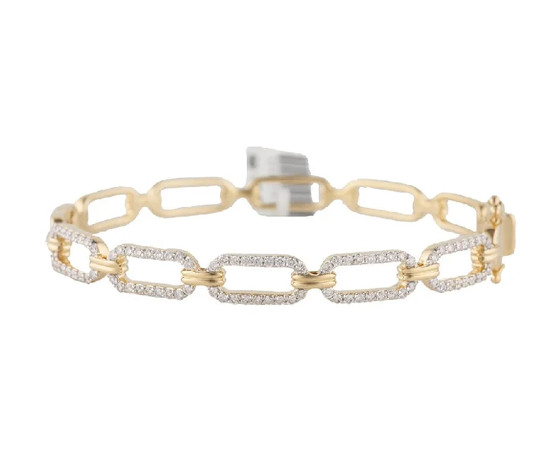 New 0.96ctw Diamond Oval Link Bangle Bracelet in 14K