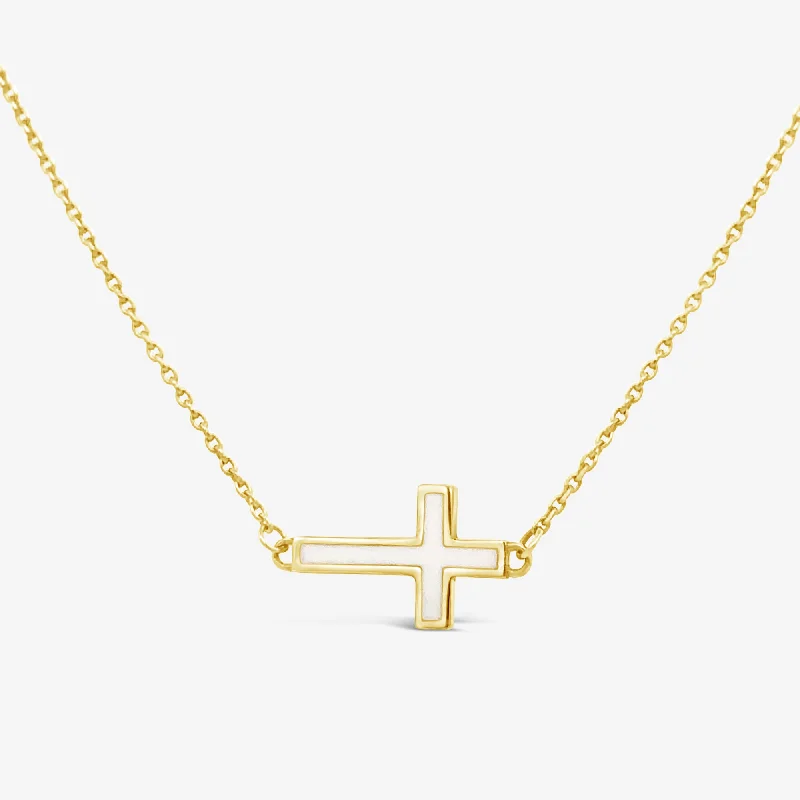 Enameled East West Cross Necklace