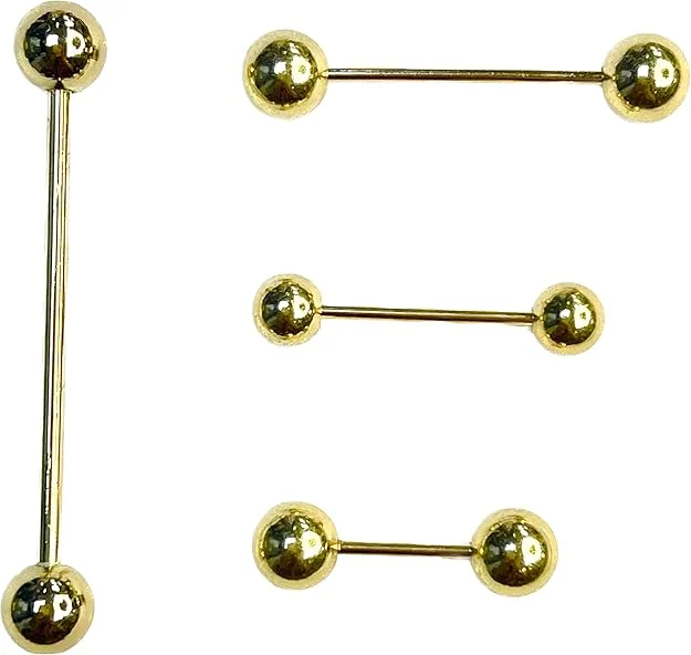 Gold Barbell Metal Brooches