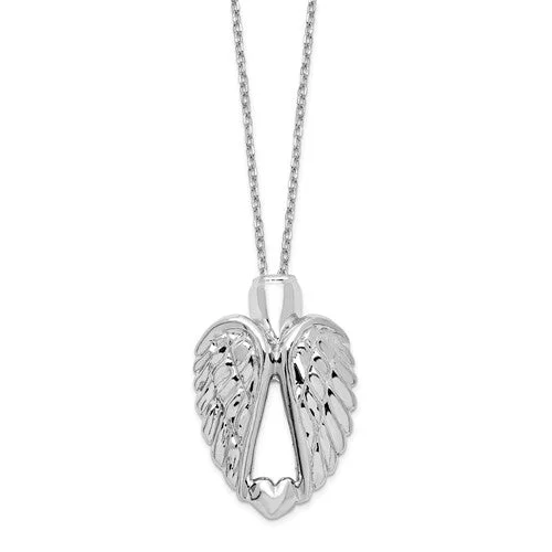 Sterling Silver Angel Wings Ash Holder 18" Necklace