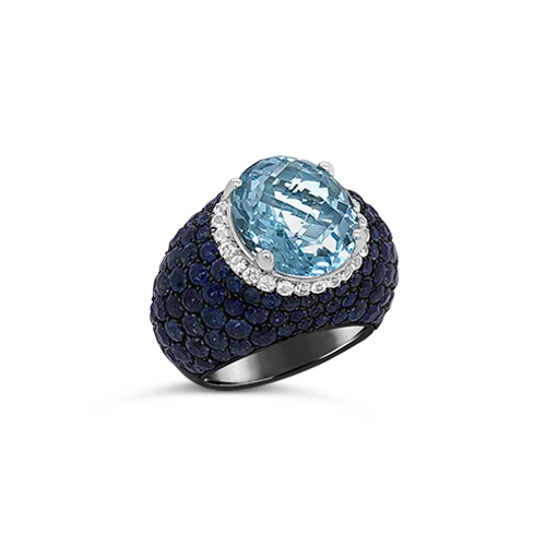 Blue Topaz & Sapphire Ring